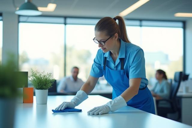 Modern commercial office space being cleaned by Zenith Cleanse professionals